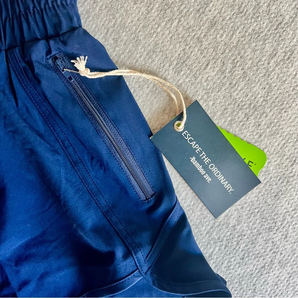 Bamboo Ave Navy Blue Women's Running Shorts - Picture 2 of 5